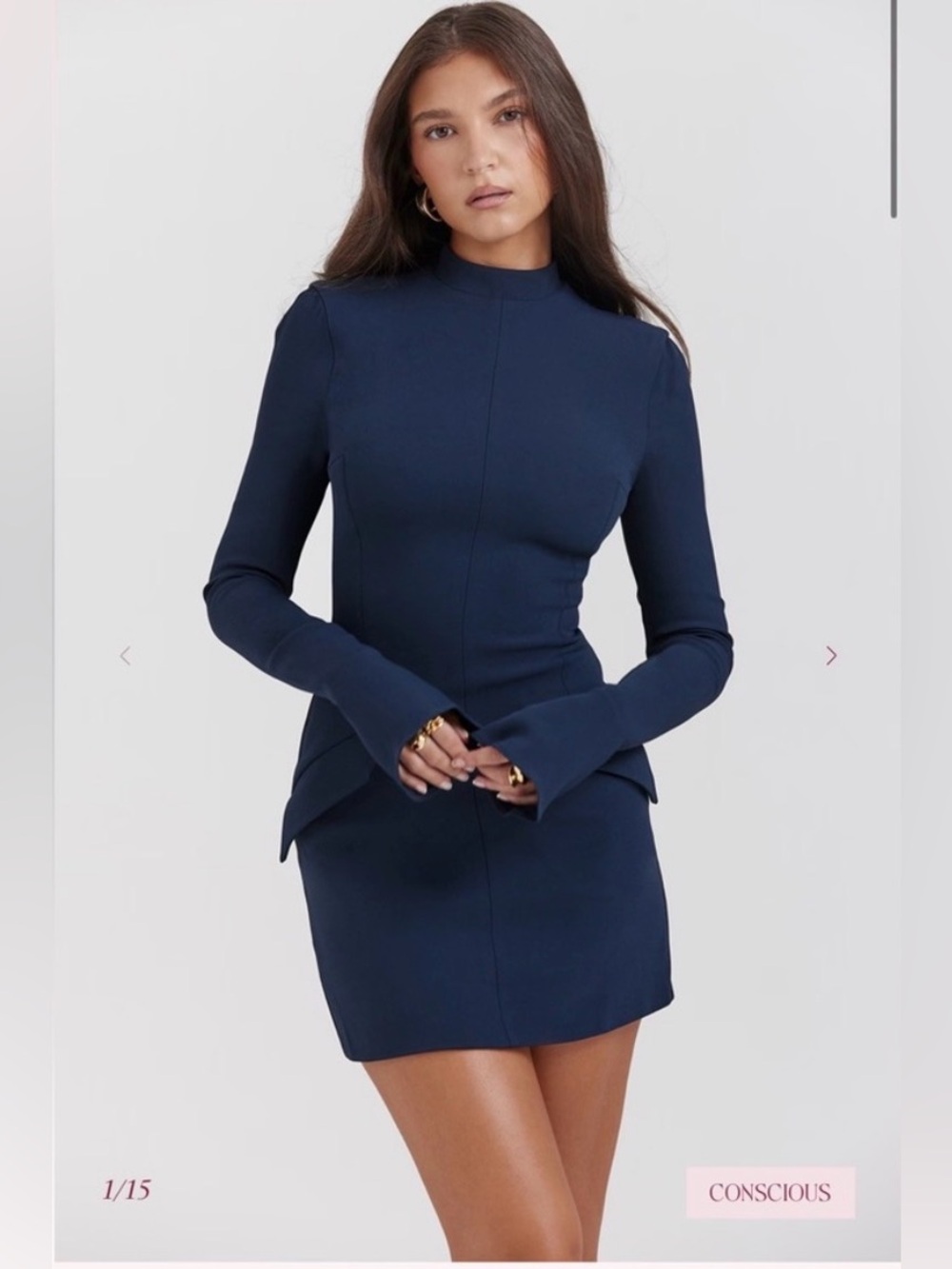 House of CB Navy Long-Sleeve Mini Dress